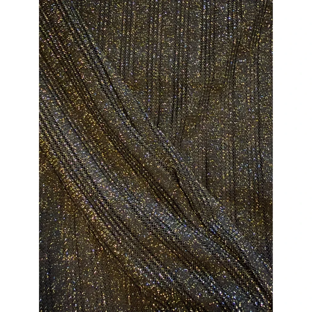 Willow + Root Mock Neck Top Womens S Black NWOT Sheer Metallic Ribbed Shimmer